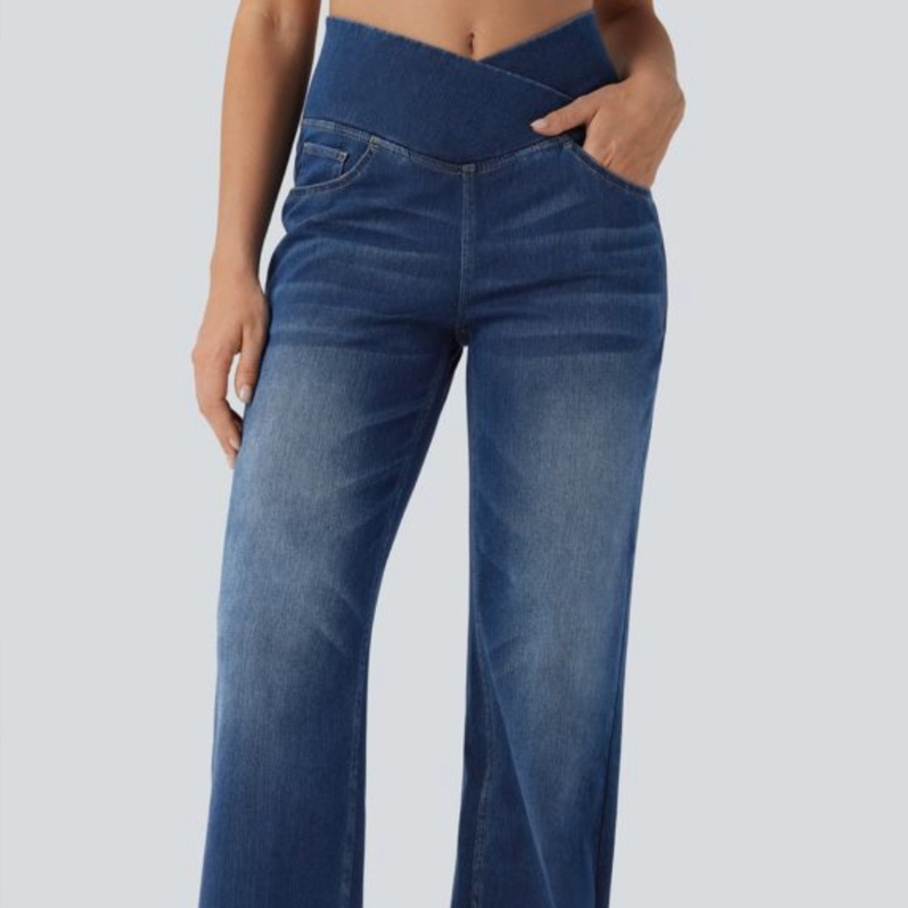 Halara high waisted stretch denim with tummy control brand new with tags